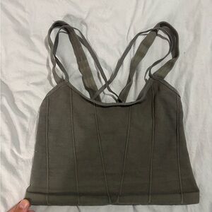 Free People Olive Ribbed Corset Tank